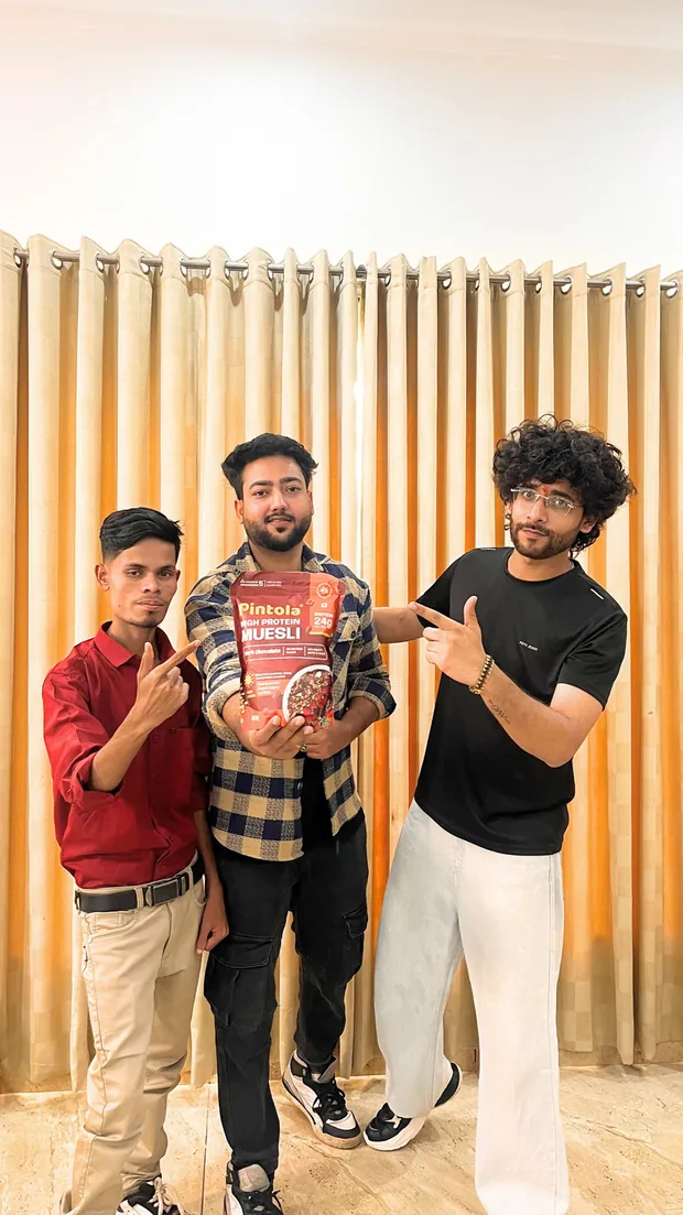 A Pintola High Protein Muesli pack presented to camera, from Mishram Media campaign material